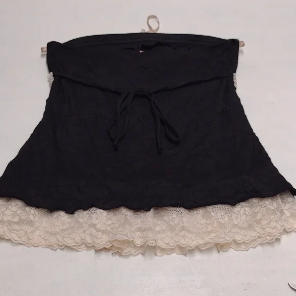 Heart Soul Y2K Black Cream Ruffled Bustier Camisole,Romantic,Bohemian babydoll. - Picture 9 of 12